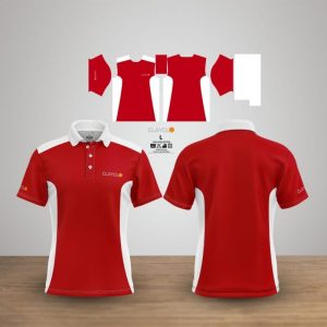 Clayclo Mens Polo Tec T-Shirt - Red/White