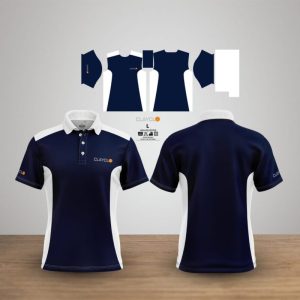 Clayclo Mens Polo Tec T-Shirt - Navy Blue